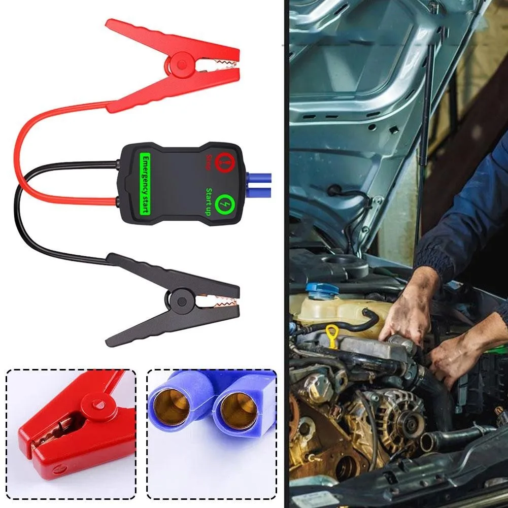 buture jump starter clamps to car battery