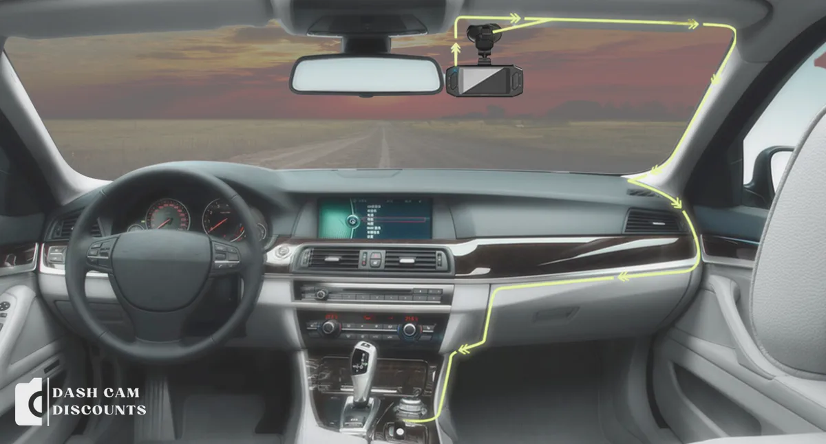 dash cam cable routing along headliner