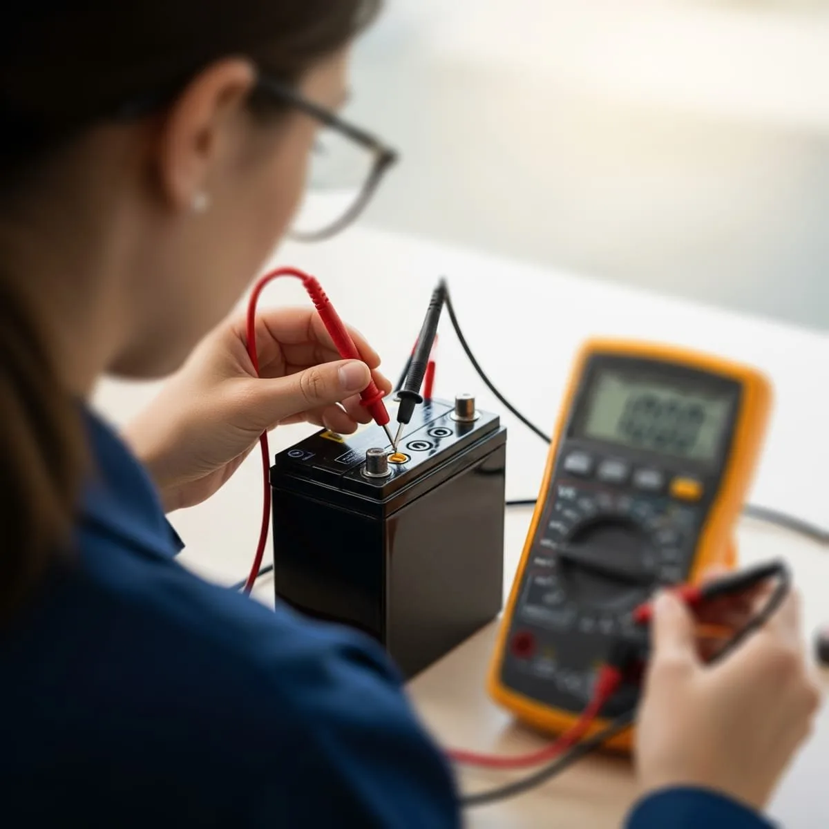 DeWalt battery voltage check multimeter