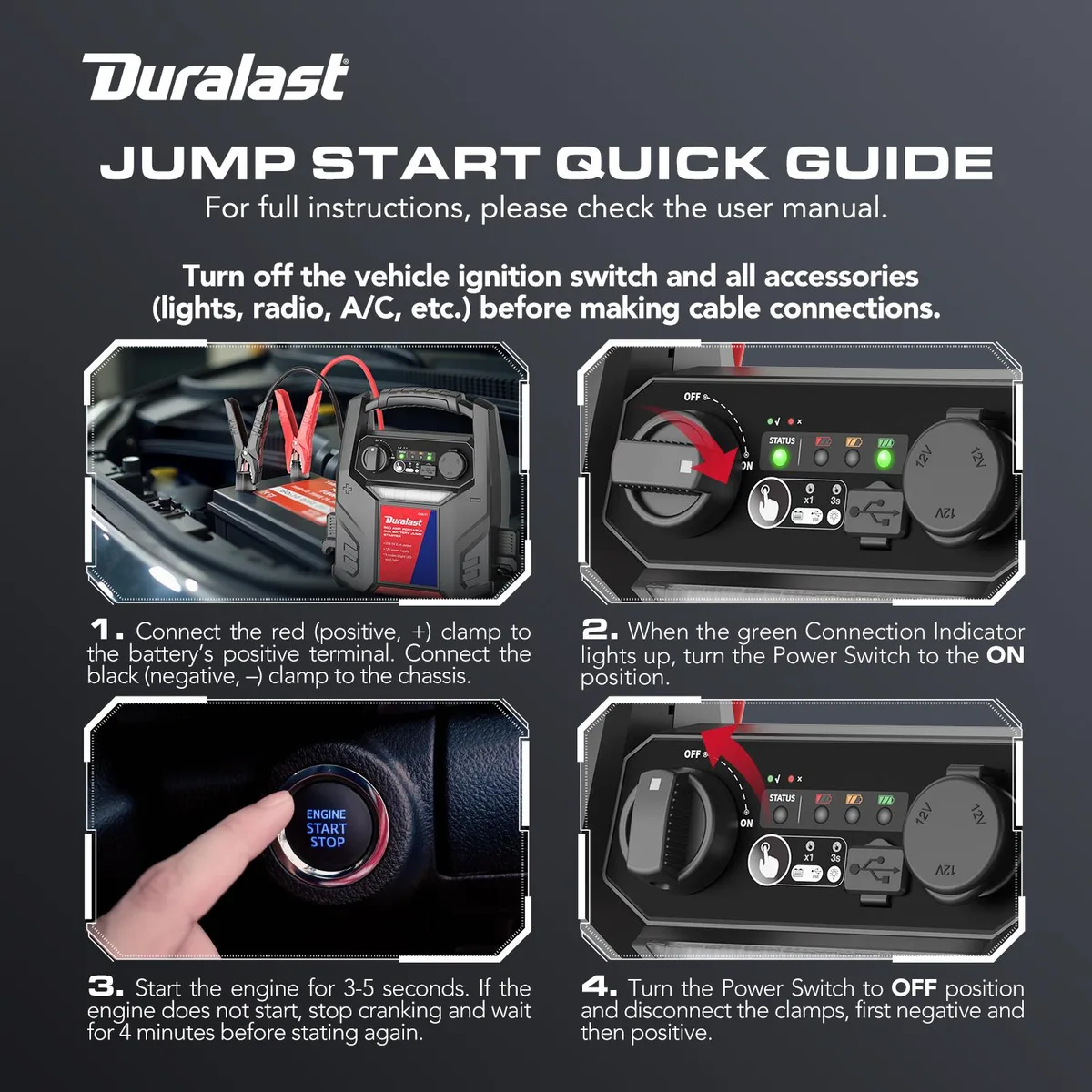 how to charge duralast jump starter 800
