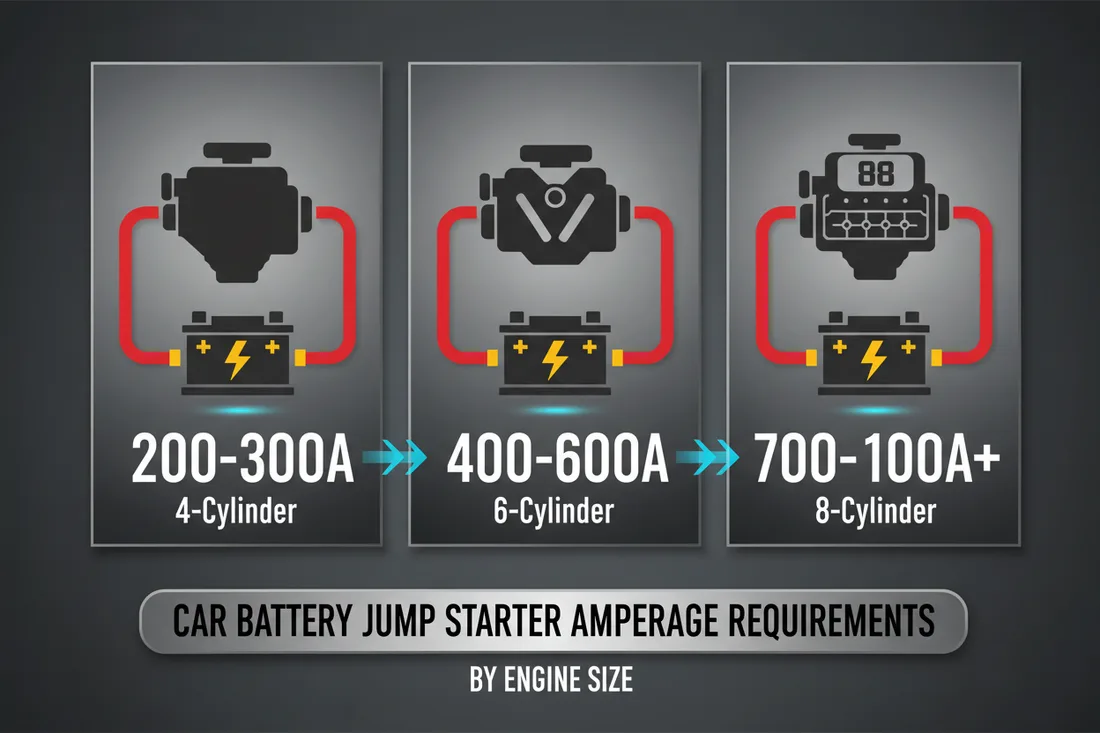 jump starter amperage chart by engine size