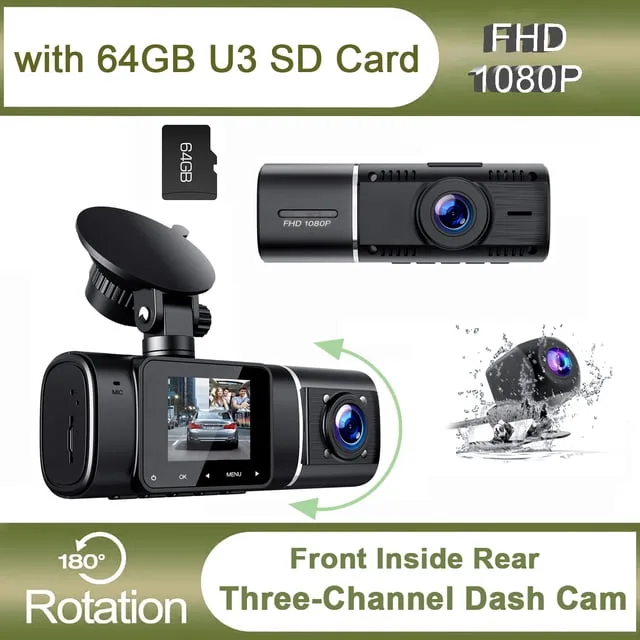 three-channel dash cam system for trucks